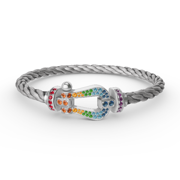 [⭐Aura]FORC LARGE HORSESHOE  COLORED DIAMOND BRACELET SILVER
