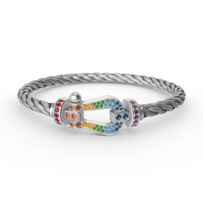 [⭐Aura]FORC LARGE HORSESHOE  COLORED DIAMOND BRACELET SILVER