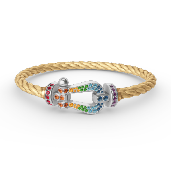 [⭐Aura]FORC LARGE HORSESHOE  COLORED DIAMOND BRACELET SILVER