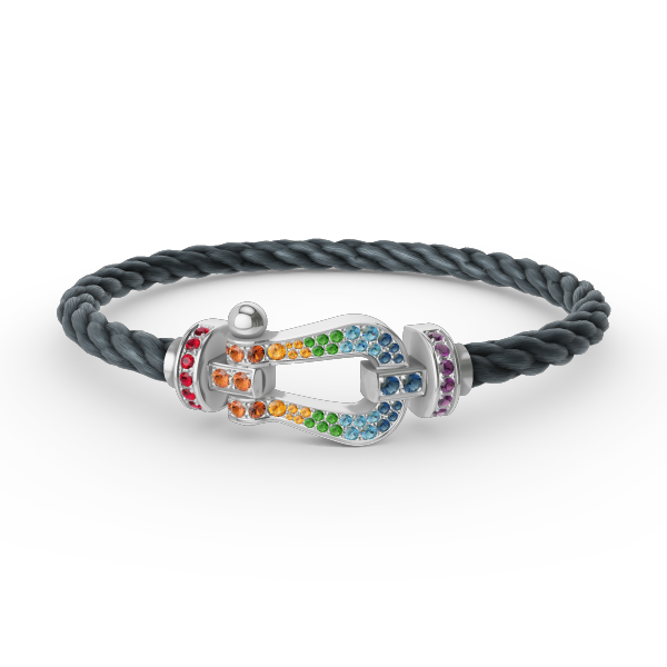 [⭐Aura]FORC LARGE HORSESHOE  COLORED DIAMOND BRACELET SILVER