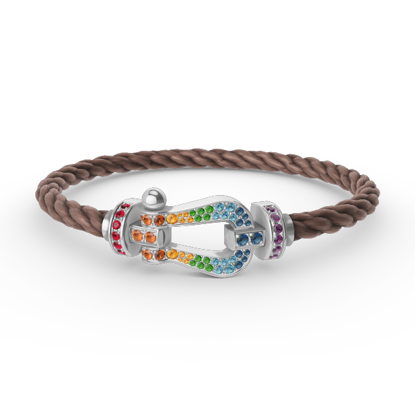 [⭐Aura]FORC LARGE HORSESHOE  COLORED DIAMOND BRACELET SILVER
