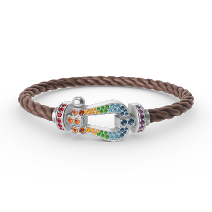 [⭐Aura]FORC LARGE HORSESHOE  COLORED DIAMOND BRACELET SILVER