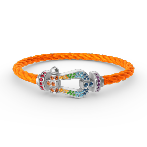 [⭐Aura]FORC LARGE HORSESHOE  COLORED DIAMOND BRACELET SILVER
