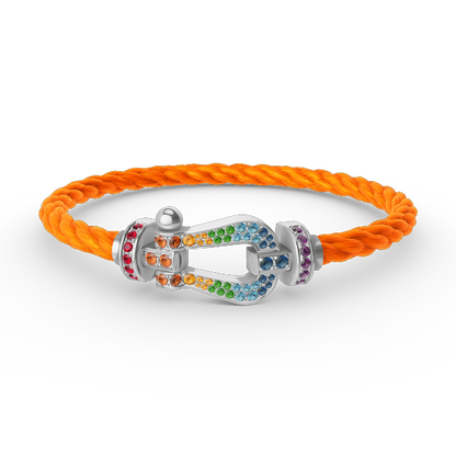 [⭐Aura]FORC LARGE HORSESHOE  COLORED DIAMOND BRACELET SILVER