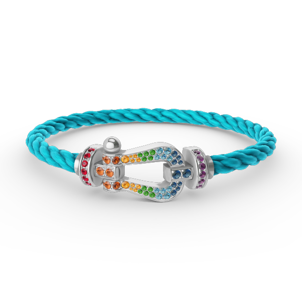 [⭐Aura]FORC LARGE HORSESHOE  COLORED DIAMOND BRACELET SILVER