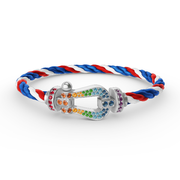 [⭐Aura]FORC LARGE HORSESHOE  COLORED DIAMOND BRACELET SILVER