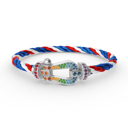 [⭐Aura]FORC LARGE HORSESHOE  COLORED DIAMOND BRACELET SILVER