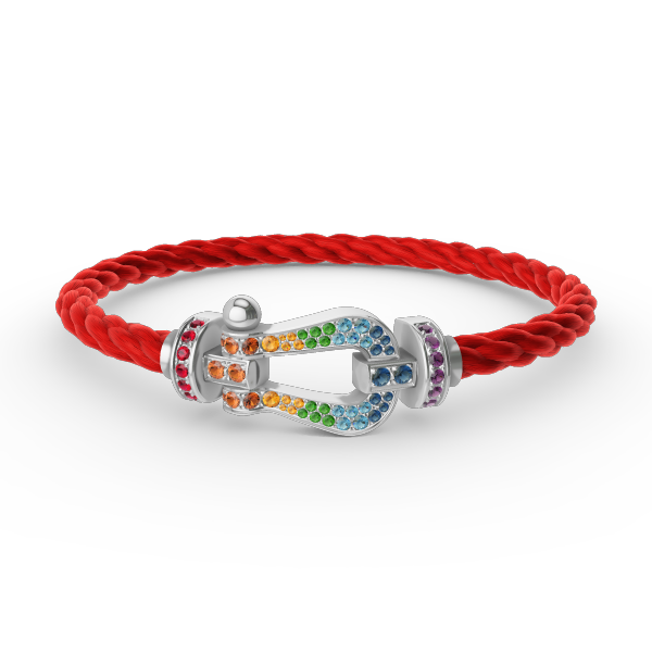 [⭐Aura]FORC LARGE HORSESHOE  COLORED DIAMOND BRACELET SILVER