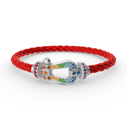 [⭐Aura]FORC LARGE HORSESHOE  COLORED DIAMOND BRACELET SILVER