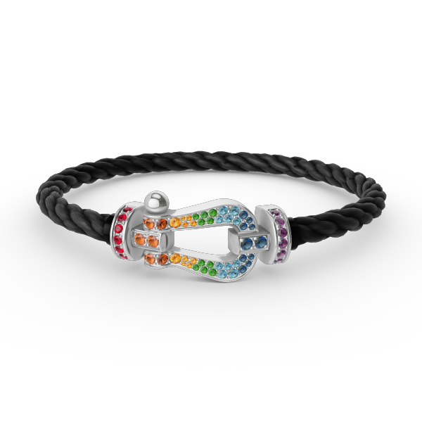 [⭐Aura]FORC LARGE HORSESHOE  COLORED DIAMOND BRACELET SILVER