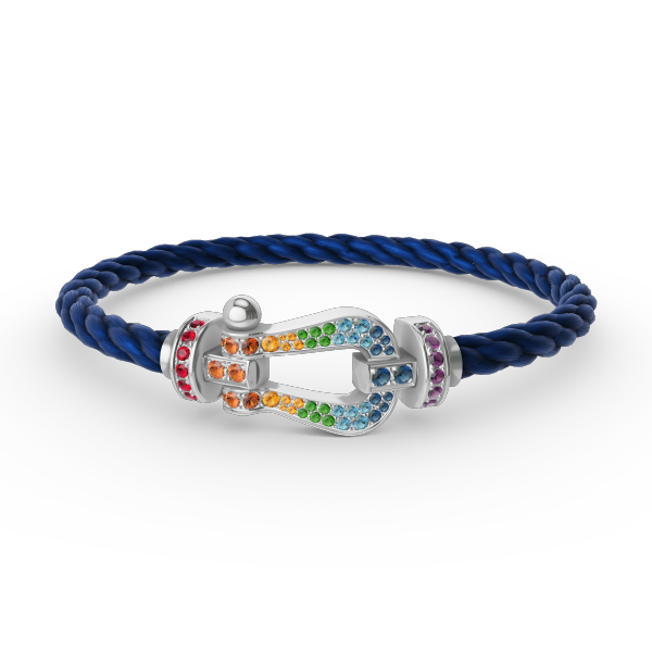 [⭐Aura]FORC LARGE HORSESHOE  COLORED DIAMOND BRACELET SILVER