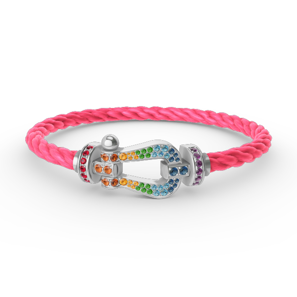 [⭐Aura]FORC LARGE HORSESHOE  COLORED DIAMOND BRACELET SILVER