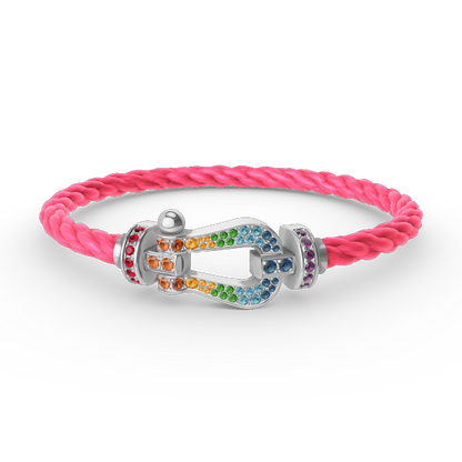 [⭐Aura]FORC LARGE HORSESHOE  COLORED DIAMOND BRACELET SILVER