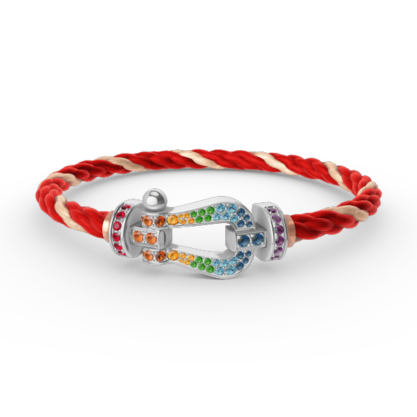 [⭐Aura]FORC LARGE HORSESHOE  COLORED DIAMOND BRACELET SILVER