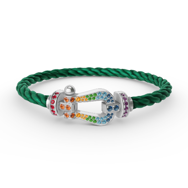[⭐Aura]FORC LARGE HORSESHOE  COLORED DIAMOND BRACELET SILVER