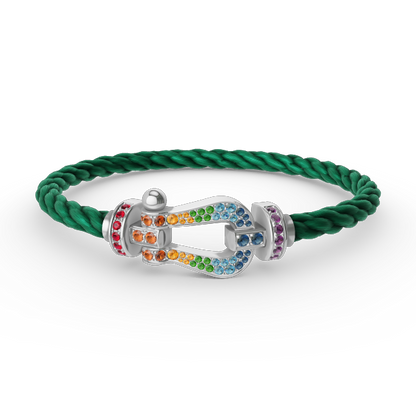 [⭐Aura]FORC LARGE HORSESHOE  COLORED DIAMOND BRACELET SILVER