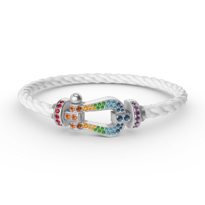 [⭐Aura]FORC LARGE HORSESHOE  COLORED DIAMOND BRACELET SILVER