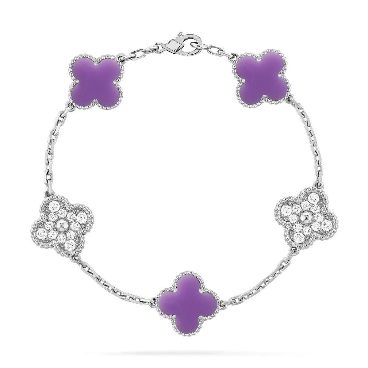 [⭐Aura]CLOVER 5 MOTIF LIGHT PURPLE BRACELET COLLECTION