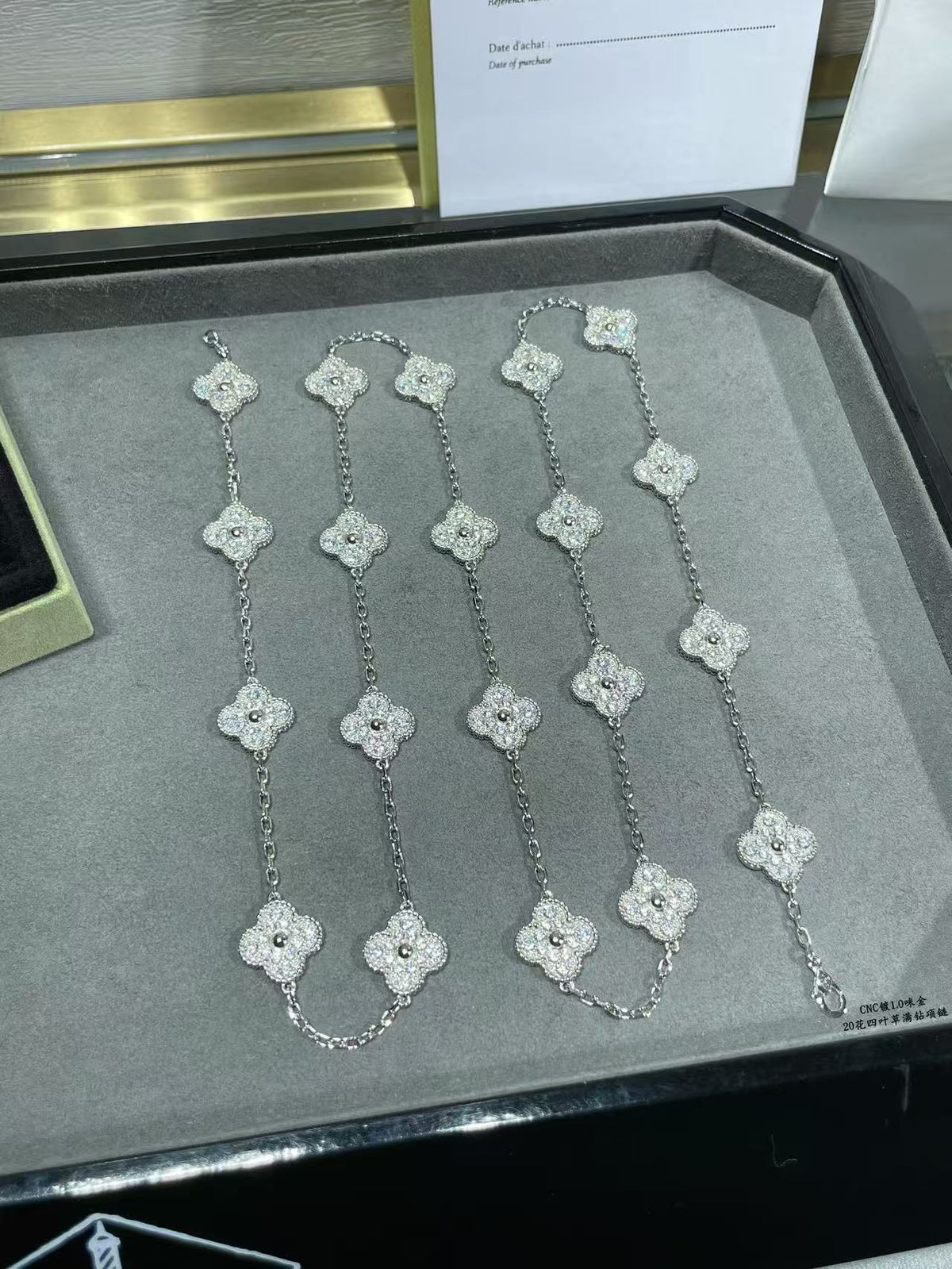 [⭐Aura]CLOVER 20 MOTIFS FULL-DIAMOND NECKLACE