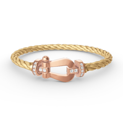 [⭐Aura]FORCE LARGE HORSESHOE HALF DIAMOND BRACELET ROSE GOLD