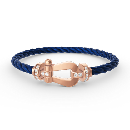 [⭐Aura]FORCE LARGE HORSESHOE HALF DIAMOND BRACELET ROSE GOLD