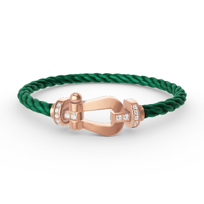 [⭐Aura]FORCE LARGE HORSESHOE HALF DIAMOND BRACELET ROSE GOLD