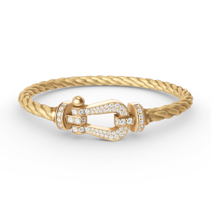 [⭐Aura]FORCE LARGE HORSESHOE FULL DIAMOND BRACELET GOLD