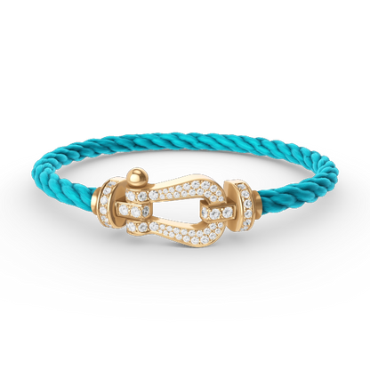 [⭐Aura]FORCE LARGE HORSESHOE FULL DIAMOND BRACELET GOLD