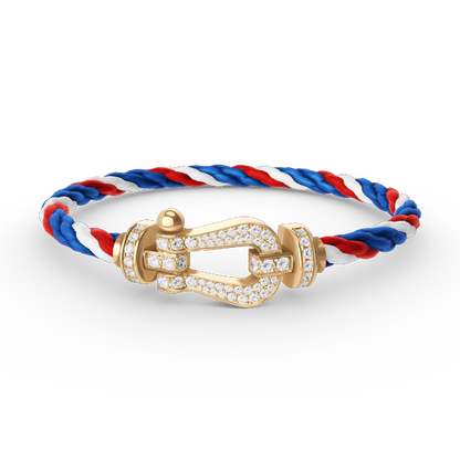 [⭐Aura]FORCE LARGE HORSESHOE FULL DIAMOND BRACELET GOLD