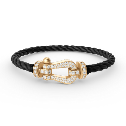 [⭐Aura]FORCE LARGE HORSESHOE FULL DIAMOND BRACELET GOLD