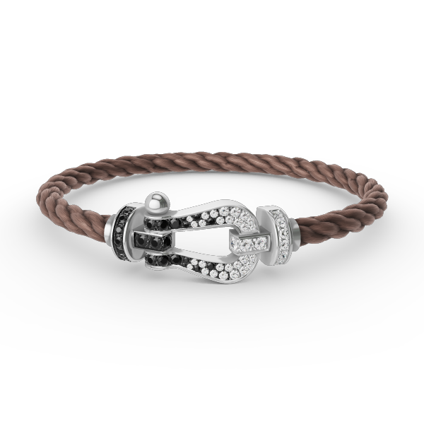 [⭐Aura]FORCE LARGE HORSESHOE BLACK WHITE DIAMOND BRACELET SILVER