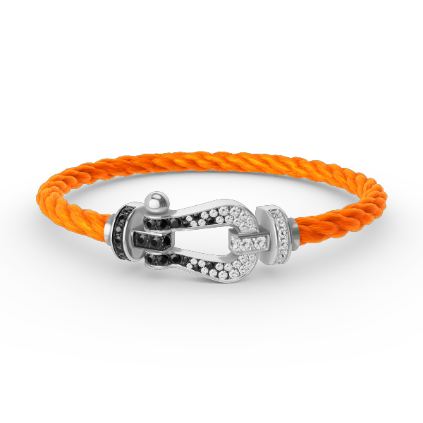 [⭐Aura]FORCE LARGE HORSESHOE BLACK WHITE DIAMOND BRACELET SILVER
