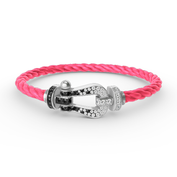[⭐Aura]FORCE LARGE HORSESHOE BLACK WHITE DIAMOND BRACELET SILVER