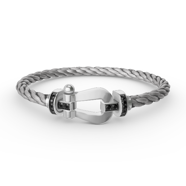 [⭐Aura]FORCE LARGE HORSESHOE BLACK DIAMOND BRACELET SILVER
