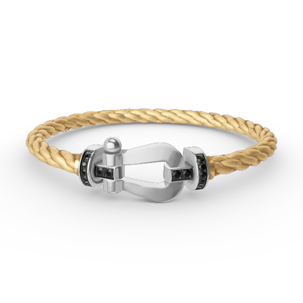 [⭐Aura]FORCE LARGE HORSESHOE BLACK DIAMOND BRACELET SILVER