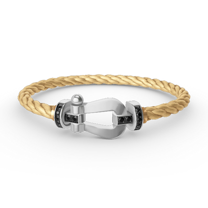 [⭐Aura]FORCE LARGE HORSESHOE BLACK DIAMOND BRACELET SILVER