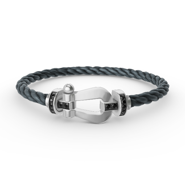 [⭐Aura]FORCE LARGE HORSESHOE BLACK DIAMOND BRACELET SILVER