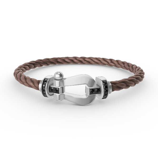 [⭐Aura]FORCE LARGE HORSESHOE BLACK DIAMOND BRACELET SILVER