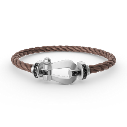 [⭐Aura]FORCE LARGE HORSESHOE BLACK DIAMOND BRACELET SILVER