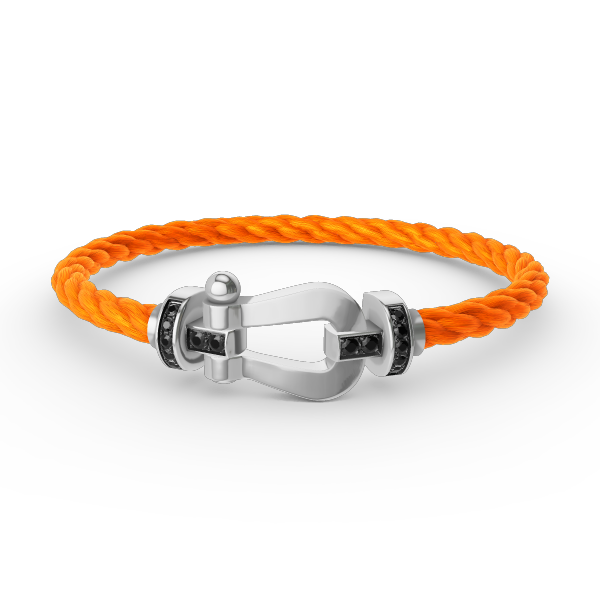 [⭐Aura]FORCE LARGE HORSESHOE BLACK DIAMOND BRACELET SILVER