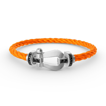 [⭐Aura]FORCE LARGE HORSESHOE BLACK DIAMOND BRACELET SILVER