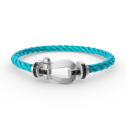 [⭐Aura]FORCE LARGE HORSESHOE BLACK DIAMOND BRACELET SILVER