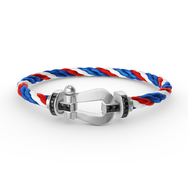 [⭐Aura]FORCE LARGE HORSESHOE BLACK DIAMOND BRACELET SILVER