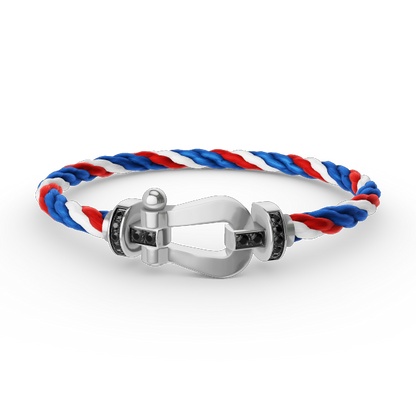 [⭐Aura]FORCE LARGE HORSESHOE BLACK DIAMOND BRACELET SILVER