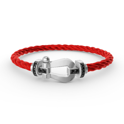 [⭐Aura]FORCE LARGE HORSESHOE BLACK DIAMOND BRACELET SILVER
