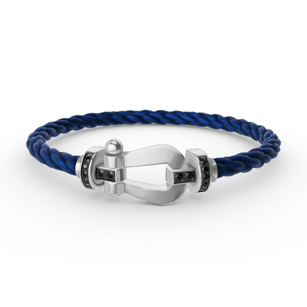 [⭐Aura]FORCE LARGE HORSESHOE BLACK DIAMOND BRACELET SILVER