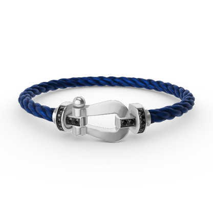 [⭐Aura]FORCE LARGE HORSESHOE BLACK DIAMOND BRACELET SILVER