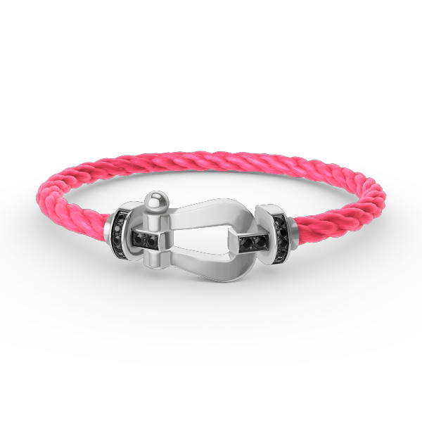 [⭐Aura]FORCE LARGE HORSESHOE BLACK DIAMOND BRACELET SILVER