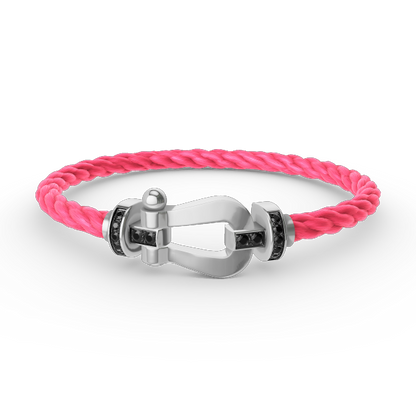 [⭐Aura]FORCE LARGE HORSESHOE BLACK DIAMOND BRACELET SILVER