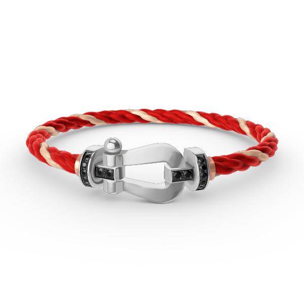 [⭐Aura]FORCE LARGE HORSESHOE BLACK DIAMOND BRACELET SILVER